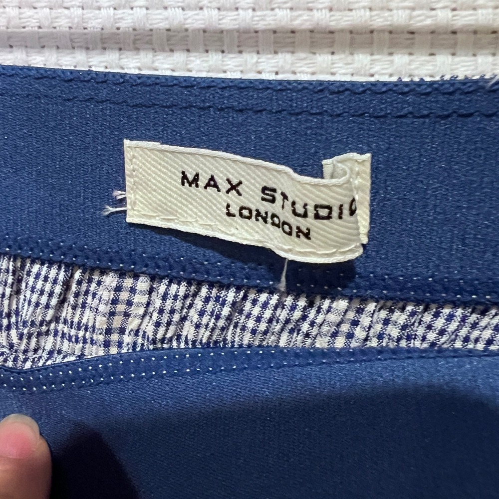 Max Studio London Blue Plaid Tiered Maxi‎ Skirt Elastic Waist Cottagecore Preppy - Picture 2 of 11